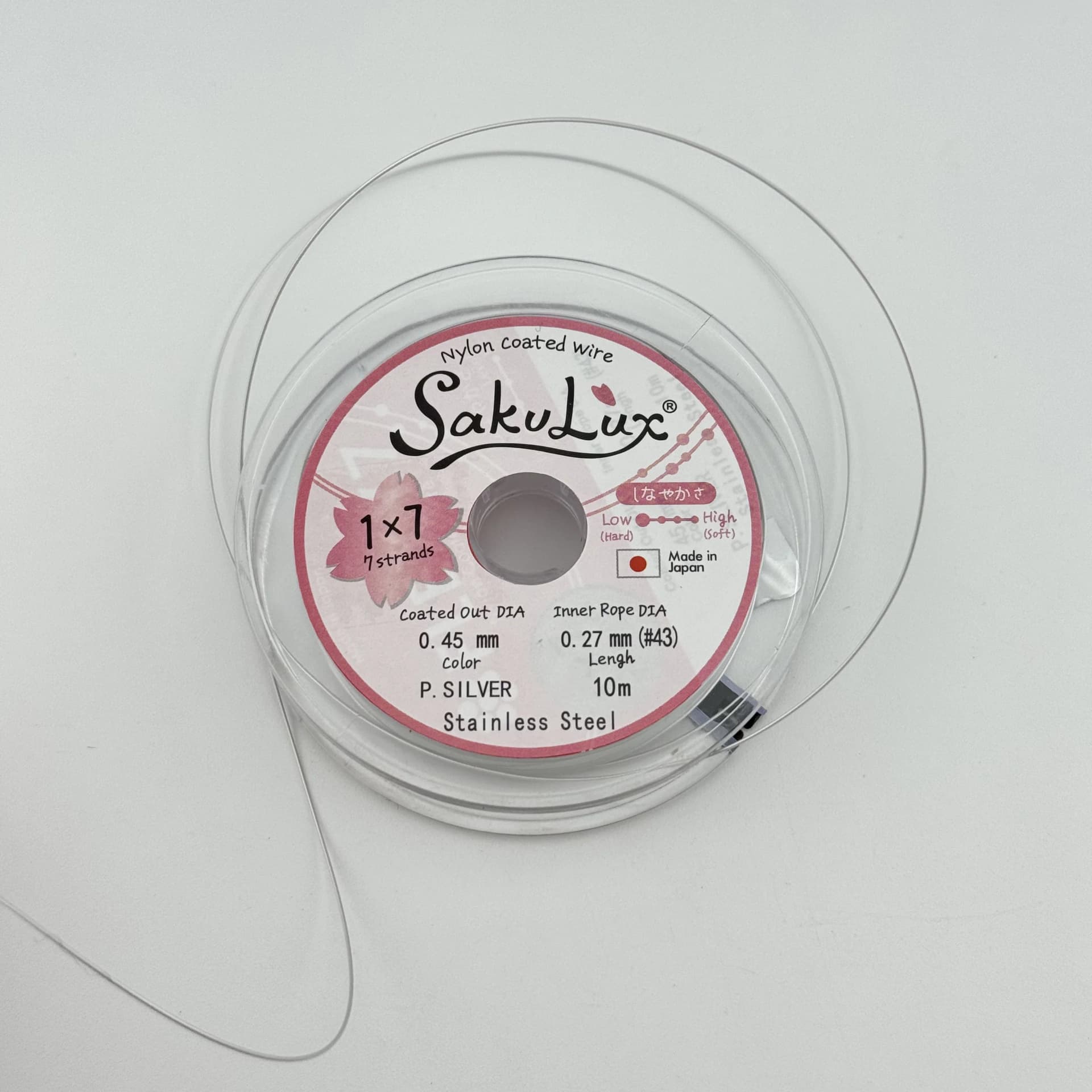 Тросик SakuLux 0,45мм 10м сер.